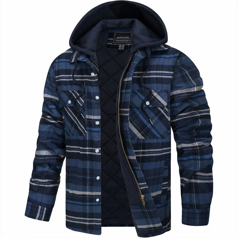 Nadav - Elegante Warme Kapuzen Jacke Mit Langen Ärmeln Und Knöpfen