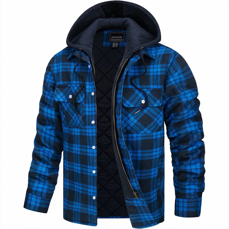Nadav - Elegante Warme Kapuzen Jacke Mit Langen Ärmeln Und Knöpfen