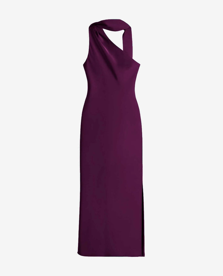 Zinash - Ein Schulter Midi Kleid Mit Schleife am Hals