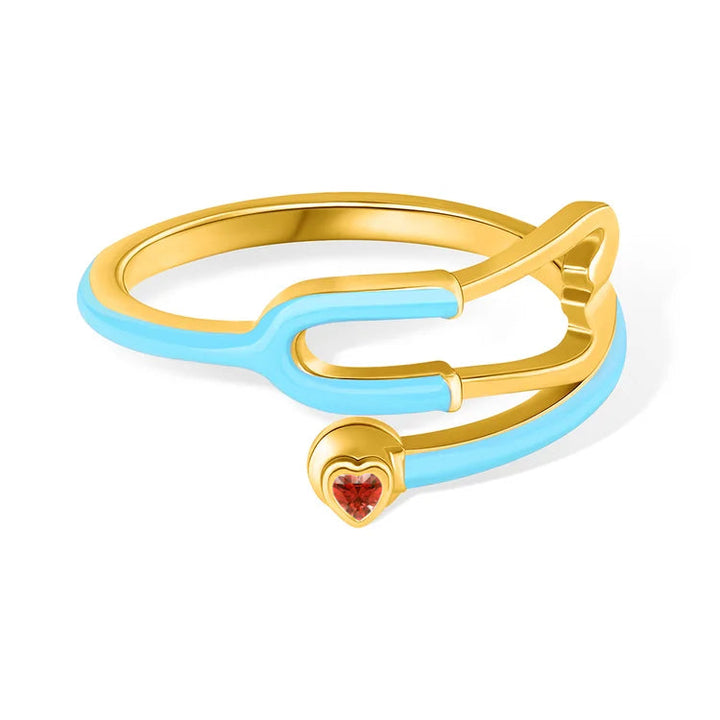 Caitleen – Stethoskop Ring Mit Herz Geburtsstein