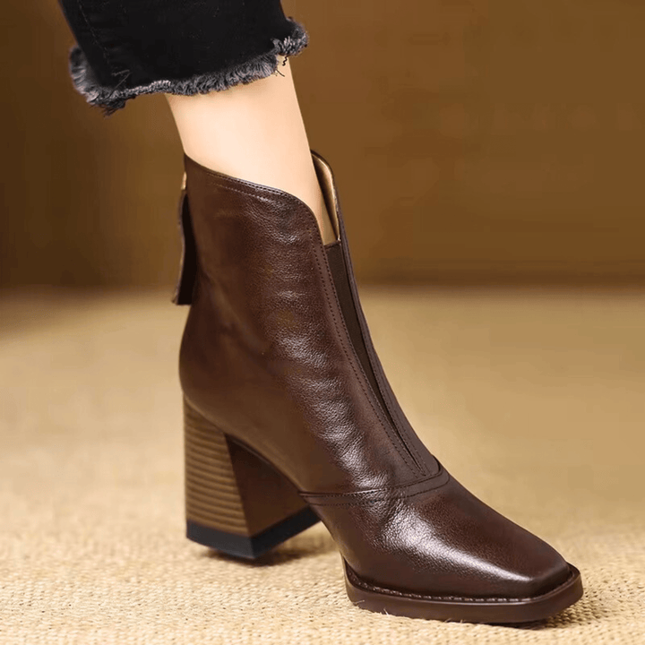 Cerise - Lederstiefel Mit Mittlerem Absatz