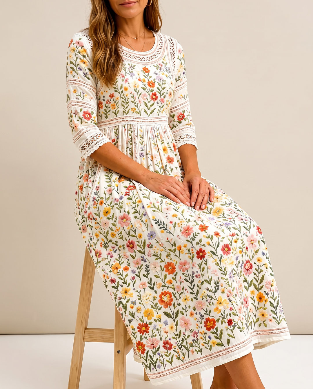Lejina – Midi-Kleid „Blumenwiesen-Anhänger“